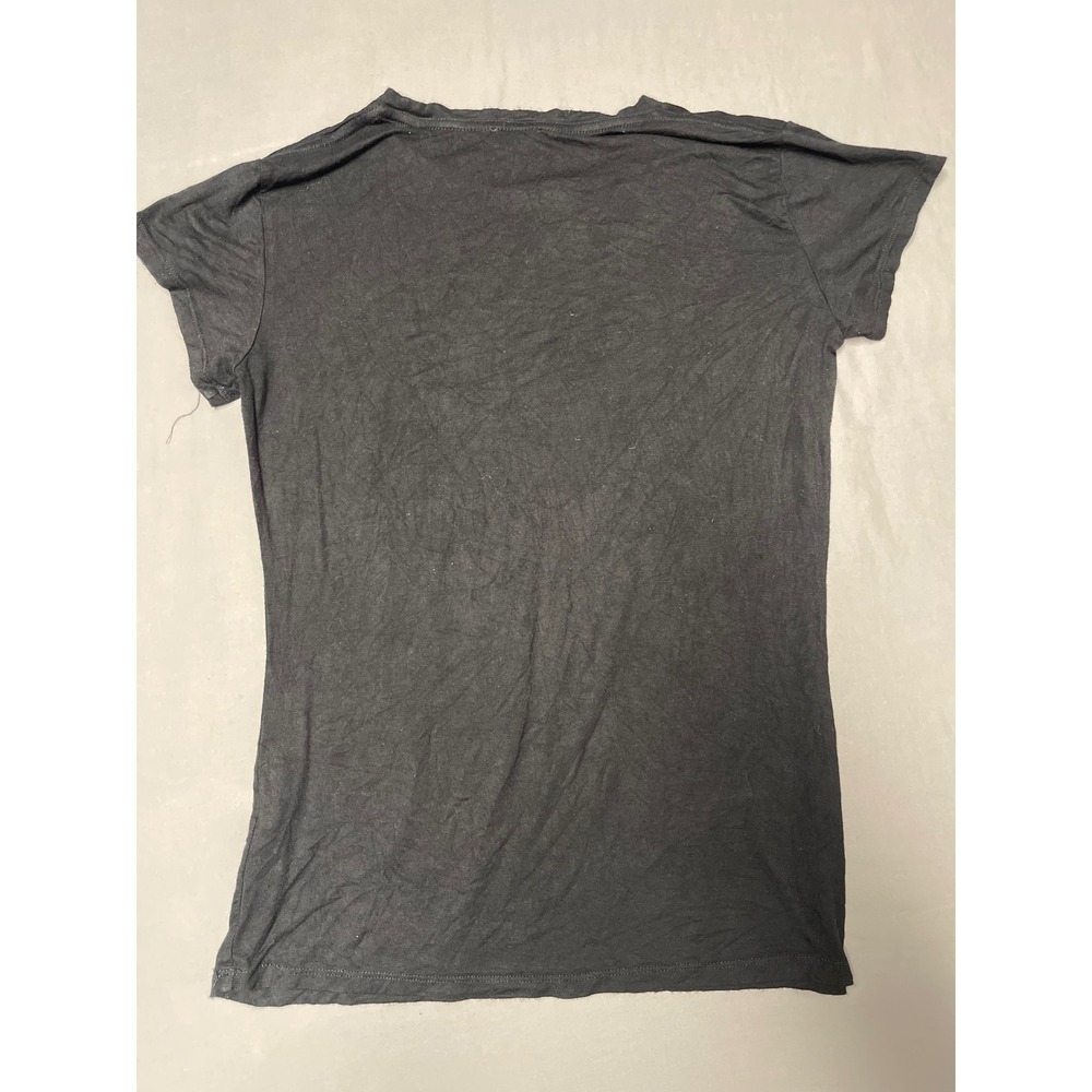 Bebe Womens Black Rhinestone Logo T-Shirt Short Sleeve Y2K Rayon Top Size M - Picture 9 of 9